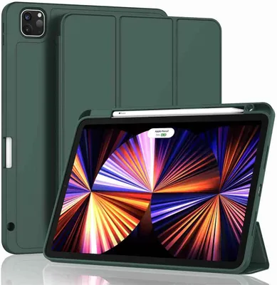 Produktbild von Neue Hülle für iPad Pro 11 Zoll 2022 (4. Generation)/2021 (3. Generation)/2020 (2. Generation) mit Stifthalter, intelligente iPad-Hülle [unterstützt Touch ID und automatisches Aufwachen/Schlafen] mit automatischem Aufladen des Stifts der 2. Generation