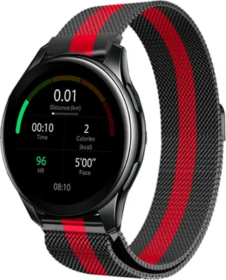 Produktbild von Strap it - Milanese Armband - Kompatibel mit OnePlus Watch Armband - Ersatzarmband Edelstahl - Magnetverschluss - Hochwertiges Material - für Armband Rot