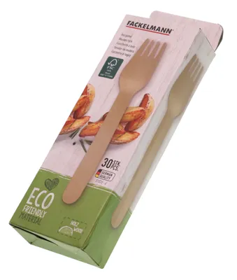 Immagine prodotto di FACKELMANN 31026 Forchetta in legno Nature | betulla | 155 mm | 30 pezzi | uso multiplo