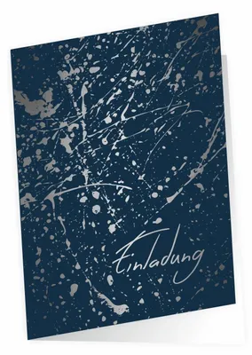 Produktbild von 10 Klapp-Einladungskarten Splash Silber marine inkl. 10 weißen Briefumschlägen