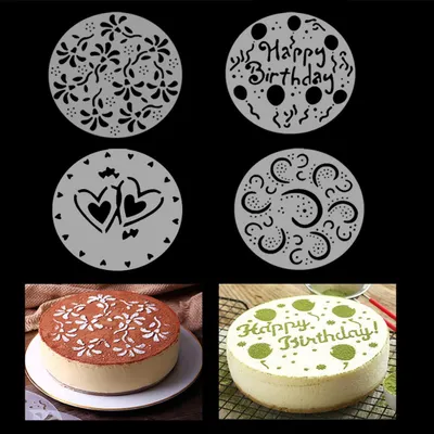 4 Torten-Schablonen für Kuchen, Kekse & Gebäck, wiederverwendbar