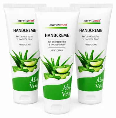Produktbild von Marvitamed Handcreme Aloe Vera – Pflege für beanspruchte & trockene Haut 75 ml ( 3 Pack), KI-generiertes Bild