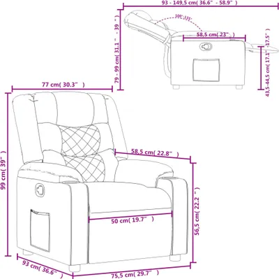 Image de vidaXL Fauteuil relax gris foncé Tissu