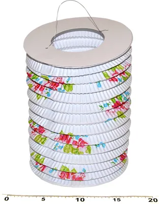 Produktbild von Laterne Zylinder weiß mit Blumen 15 cm