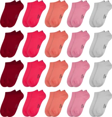 Produktbild von OCERA 20 Paar Kinder Sneaker Socken für Mädchen und Jungen - Rot-Mix 23/26