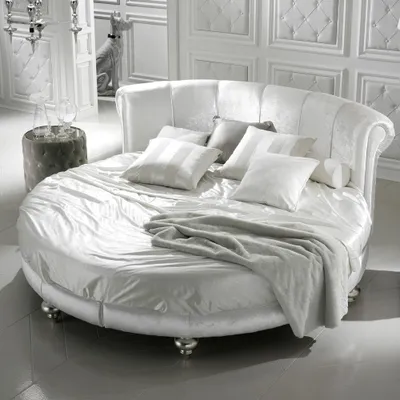 Produktbild von Edles Designer Schlafzimmer Rundbett Betten Rund Rundes Hotel Leder Bett Polster