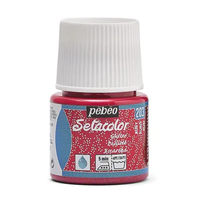 Image de Pebeo Setacolor Light Glitter Peinture pour tissu, 45 ml, Rubinrot