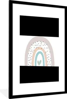 Produktbild von MuchoWow® Gerahmtes Poster Regenbogen - Herz - Pünktchen - Kinder - Kinder 90x60 cm - Poster mit Schwarzem Bilderrahmen Wandposter Rahmen Foto Bilder - Wanddekoration - Fotos
