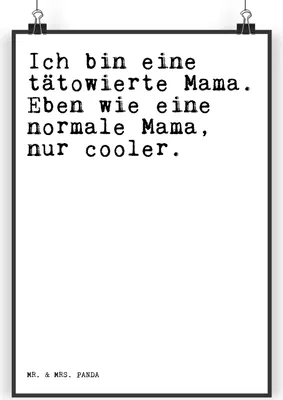 Produktbild von Mr. & Mrs. Panda Bild Ich bin eine tätowierte... DIN A4 - Weiß - Geschenk, Spruch Sprüche Weisheiten Zitate Lustig Weisheit Worte, kunstdruck poster, Wandbild, Muttertag