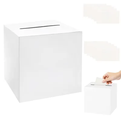 Kartenbox aus Papier, 22 cm, weiß, mit 10 Karten