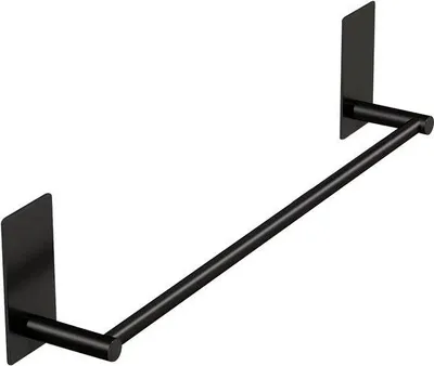 Productafbeelding van Handdoekhouder Zwart 40 cm - Zonder Boren - RVS Wandmontage voor Badkamer en Keuken