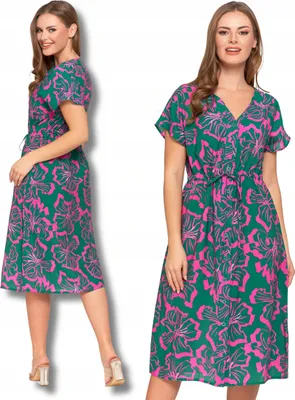 Produktbild von DAMEN MIDIKLEID Gemustertes Elegantes Sommerkleid Leichtes MORAJ XXL