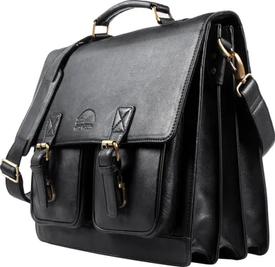 Produktbild von WILD WOODS® Aktentasche Leder XL mit Laptopfach 15,6 Zoll Große Ledertasche zum Umhängen Robustes Rind-Nappaleder Schwarz