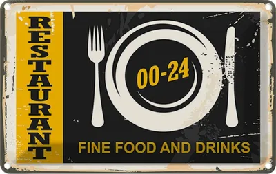 Produktbild von vianmo Blechschild 12x18 cm Restaurant Essen Fine Food Drinks Trinken