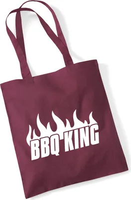 Produktbild von Huuraa Jutebeutel BBQ King Flammen 10 Liter Burgundy Baumwolle Tasche Geschenkidee