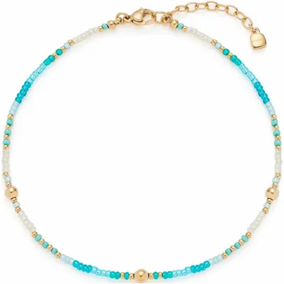 Immagine prodotto di Leonardo Jewels Fußkettchen Gold Happy CIAO, Fußkette, Fußschmuck, Modeschmuck, Edelstahl IP Gold, Blau, 023860
