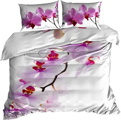 Zdjęcie produktu dla Pościel z satyny bawełnianej 3D 200 x 220 cm RÓŻOWA ORCHIDEJA
