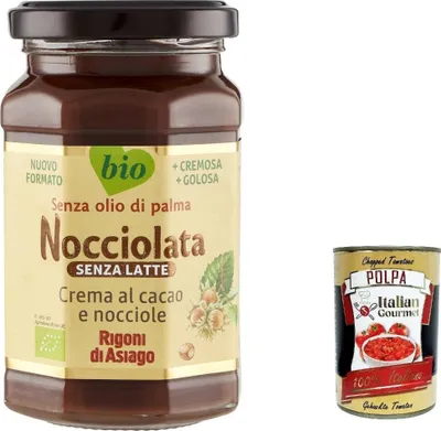 Produktbild von Rigoni di Asiago Nocciolata - Milchfrei, 6x 250g, Haselnusscreme ohne Palmöl, Nuss Nougat Creme ohne Palmöl, Leckerer Brotaufstrich + Italian Gourmet polpa 400g