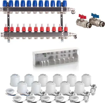 Produktbild von Heizkreisverteiler Komplettset BASIC für Fußbodenheizung 11 Heizkreise