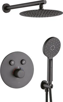 Produktbild von Design Brauseset mit Unterputz-Thermostatarmatur Schwarz