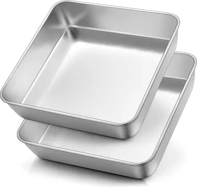 Zdjęcie produktu dla Zestaw kwadratowych form do pieczenia Herogo ze stali nierdzewnej 21x21x5 cm, opakowanie 2 szt