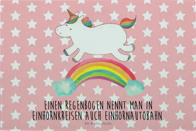 Produktbild von Mr. & Mrs. Panda schneidunterlage Einhorn Regenbogen - Rot Pastell - Geschenk, Schneidebrett Glas, Schneidplatte, Unicorn, Hackbrett, Schneideplatte, Glitzer