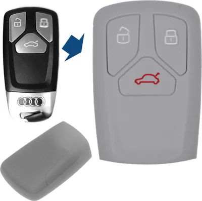 Produktbild von Auto Schlüssel Hülle Silikon Schutz Cover Grau kompatibel mit Audi A4 S4 Q7 Q5 TT RS A5 S5 3 Tasten KEYLESS SMARTKEY