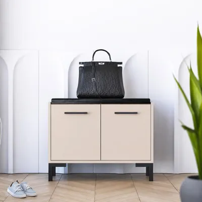 Produktbild von Flur Garderobenbank 70 cm breit in Kaschmir Beige mit Sitzpolster - OLHAO-131