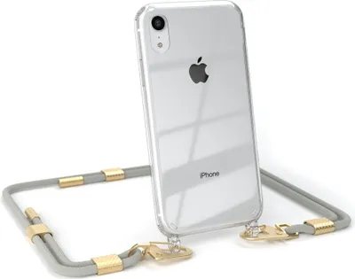 Produktbild von EAZY CASE Handykette für Apple iPhone XR, Transparente Silikonhülle mit Band, Clear Case, abnehmbar in  Beige