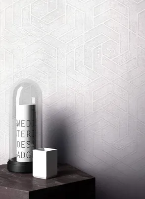 Produktbild von NEWROOM Tapete Weiß Vliestapete Glänzend - Mustertapete Grafisch Creme  Grafisch Muster Glanztapete Geometrisch Metallic