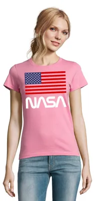 Produktbild von NasaUSA Damen T Shirt NASA Flaggen Print Raumfahrt Motiv Shirt