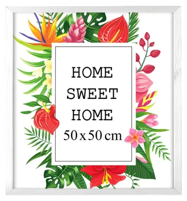 Obrázok produktu pre Rám na obrázky MG Design, biela, 50 x 50 cm – vyrobený z prírodného dreva s akrylovým sklom, určený na zavesenie aj na postavenie, vhodný na fotografie, plagáty a puzzle