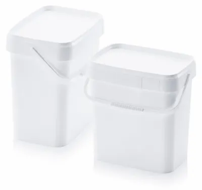 Produktbild von AUER 10,3 Liter Eimer rechteckig mit Deckel 29 x 20 x 27 cm Weiß 2 Stück