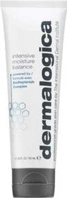 A white tube of Dermalogica Intensive Moisture Balance cream with a gray cap.