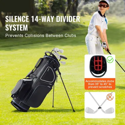 Immagine prodotto di Borsa da golf - Borsa da golf impermeabile e resistente - Compartimenti per 14 mazze - 11 scomparti portaoggetti - Confortevole