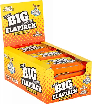 Produktbild von Muscle Moose Big Protein Flapjack (12x100g) Peanut Butter Vegan - Riegel - Protein-Riegel