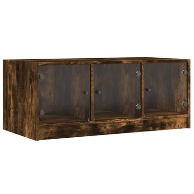 Produktbild von vidaXL Couchtisch mit Glastüren Räuchereiche 102x50x42 cm