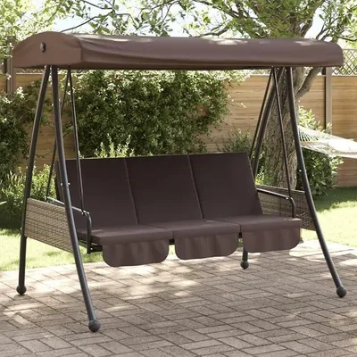 Produktbild von Hollywoodschaukel mit Verstellbarem Dach Kaffeebraun Stahl, Gartenschaukel, Garten Schaukel, Schaukelgestell, Schaukel Garten, Schaukelgerüst - 4008897