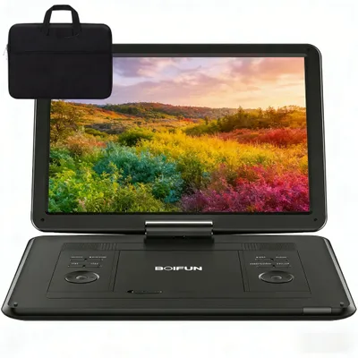 Produktbild von BOIFUN 17,5-Zoll Tragbarer DVD-Player mit 15,6-Zoll HD-Drehbildschirm 6h Akkulaufzeit Dualen Stereo-Lautsprechern TF/USB TV/Beamer-Anschluss