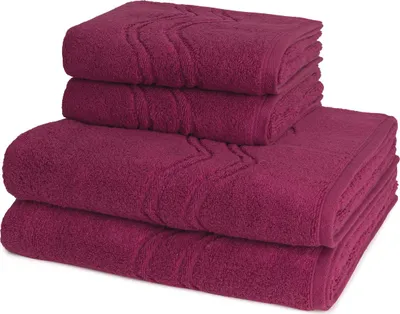 Produktbild von Ross Cashmere feeling 2 X Handtuch 2 X Duschtuch im Set Walkfrottee aus Baumwolle 520 g/m², Weich saugstark mit Aufhänger Kordel, Wellenmuster und gewebte Bordüre elegant