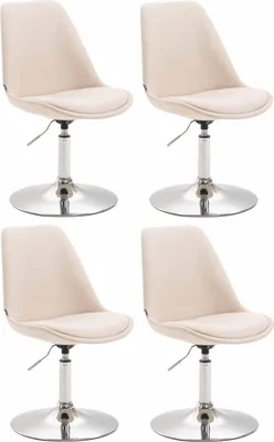 Produktbild von 4-teiliges Esszimmerstuhl-Set – Küchenstühle – modernes Design, bequemes Sitzen | Farbe: Creme | Grundfarbe: Chrom