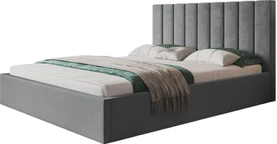 Produktbild von Elegantes Doppelbett SAPPORO SLIM 160x200 mit Bettkasten & Lattenrost aus Metall - Polsterbett Farbe: Hellgrau, Velourestoff