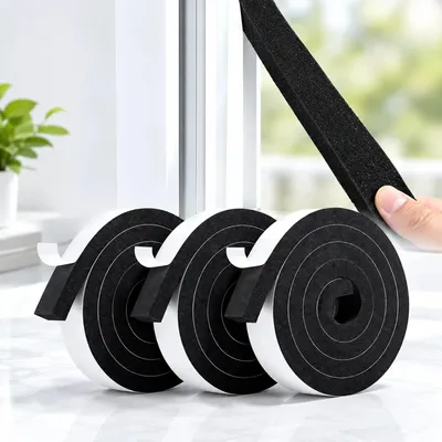 Produktbild von Schuimstoff selbstklebend, 2 m, Dichtungstape, schwarz, für Abdichtungen