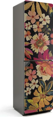 Produktbild von Blumenstickmuster – Magnetische Kühlschrank Abdeckung – Dekorfolie magnetisch Küche – Kühlschrank Magnet Deko – selbstklebende Magnettafel – Magnetfolie für Kühlschranktür – 60x205 cm