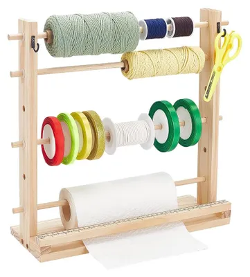 Holz-Band-Organizer, 6-stufig, 14,5x40x40 cm, mit Haken