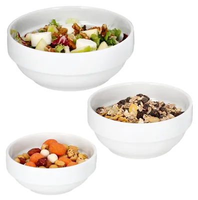 Zdjęcie produktu dla 3-częściowy zestaw Tommy miska biała 190ml 360ml 670ml porcelana sztaplowana