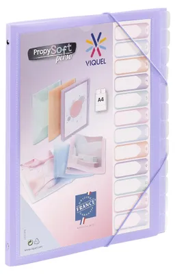 Imagen del producto de Viquel - Archivador Propysoft con 12 compartimentos, formato DIN A4, personalizable, con cierre de goma elástica