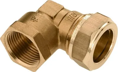 Produktbild von Messing-Kniekoppelung, 1 x 28 mm Innengewinde, konisch, für Gasinstallationen