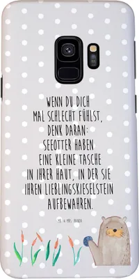Produktbild von Mr. & Mrs. Panda Samsung Galaxy S9 Handyhülle Otter Stein - Grau Pastell - Geschenk, Handy Case, Smartphone Hülle, Fun Facts, Witzige Fakten, Cover, Schutzhülle, Pflanzen