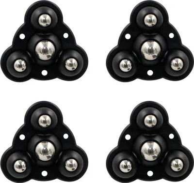 Produktbild von INF 16 Stück selbstklebende Lenkrollen, 3+1 Stahlkugeln, transparent, 300 kg Tragkraft (4er-Pack) Schwarz